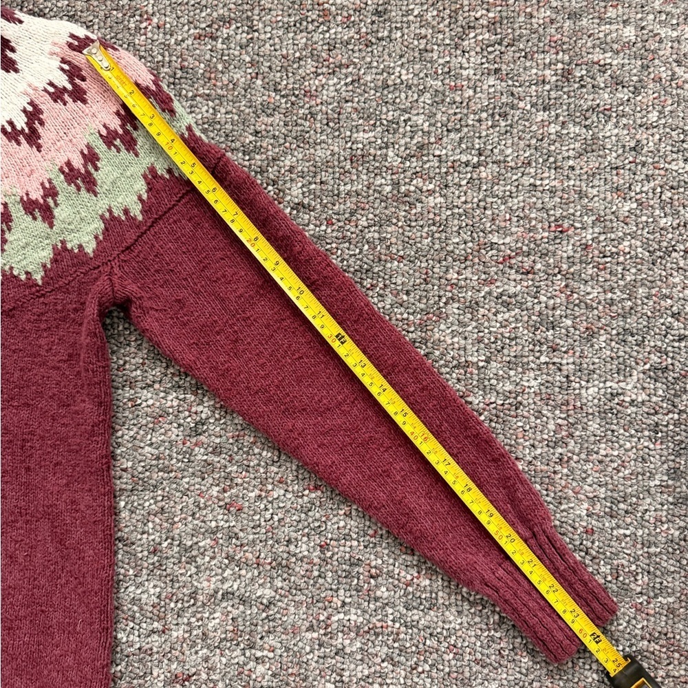 L.L. Bean Women's Turtleneck Nordic 100% Cotton Sweater - Burgundy and Sage S - Picture 5 of 8